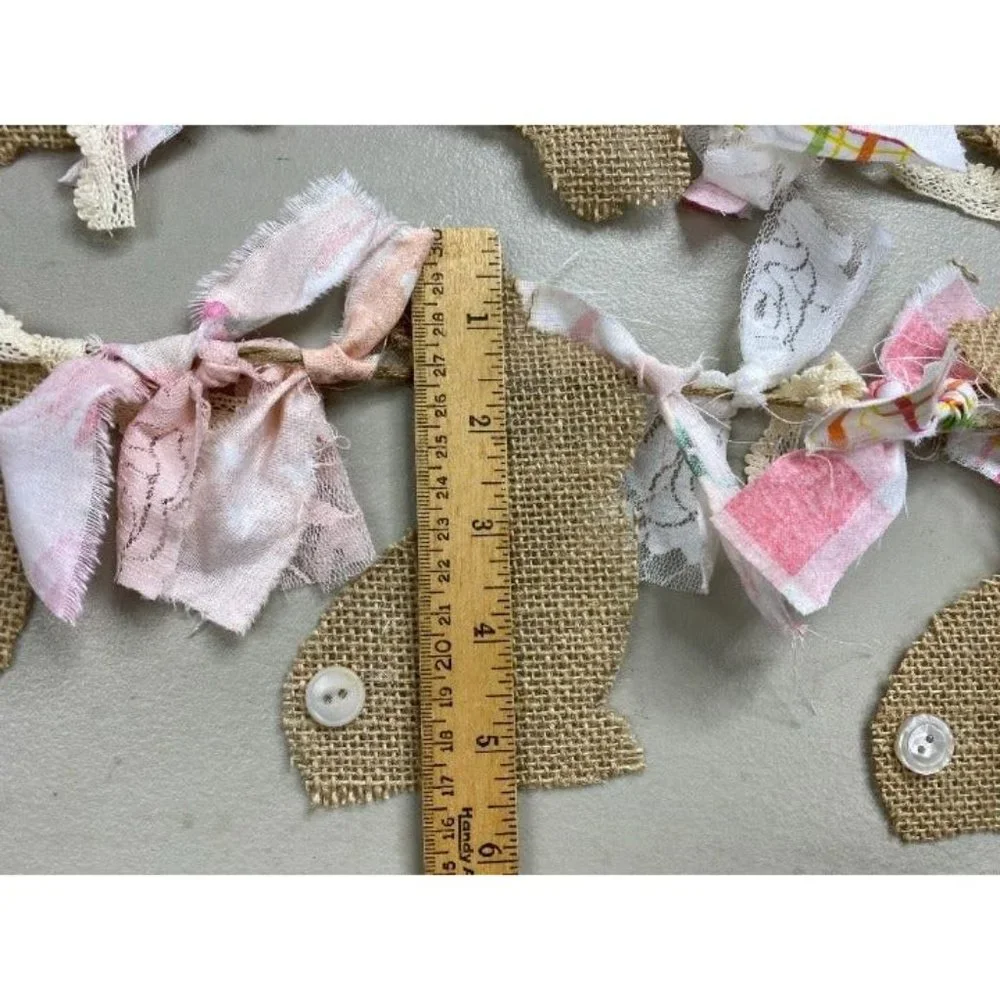 DIY Easter Bunny Burlap‎ Tied Rag Banner Kit Garland Cottage Romantic Farmhouse